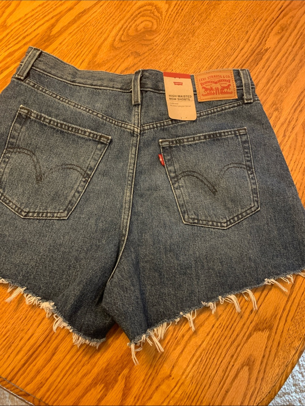 Levi's Dark Blue High-Rise Mom Cutoff Denim Shorts